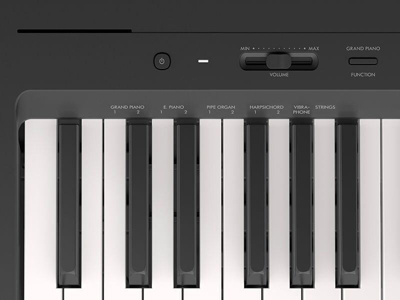 Close up view of the piano keys and functions