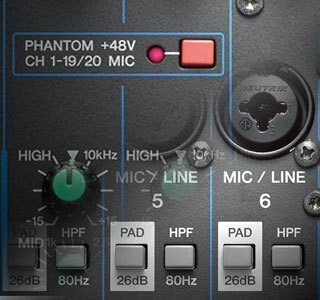 Switchable Phantom Power & PAD Switch