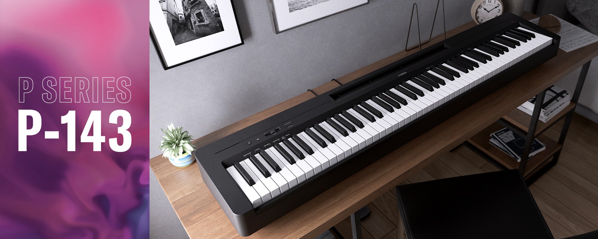 Yamaha P-143 on a desk