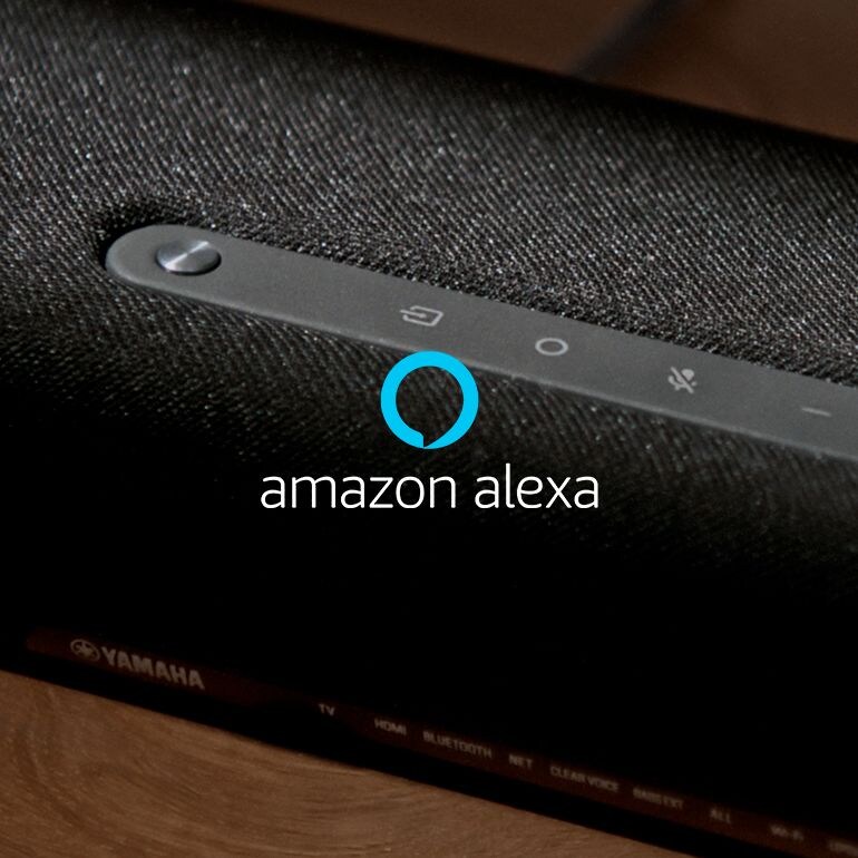 Image of describing that Yamaha TRUE X BAR 40A can be control by voice commands using amazon alexa