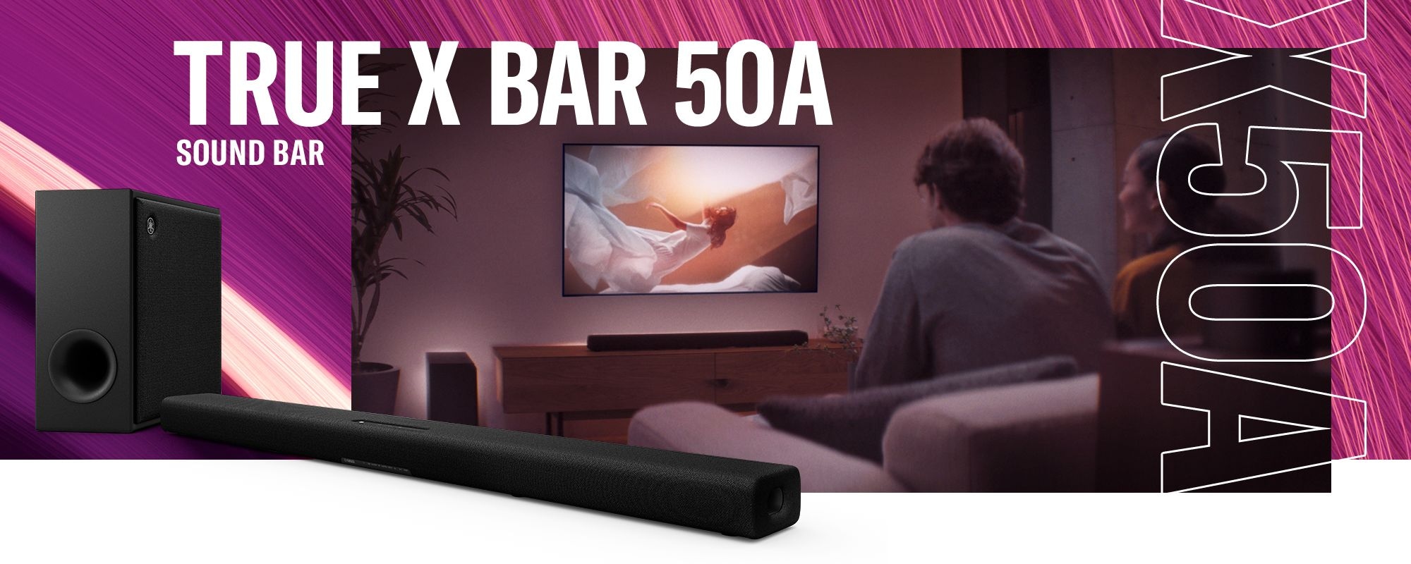 Yamaha TRUE X BAR 50A Dolby Atmos® Sound bar with wireless subwoofer header - desktop