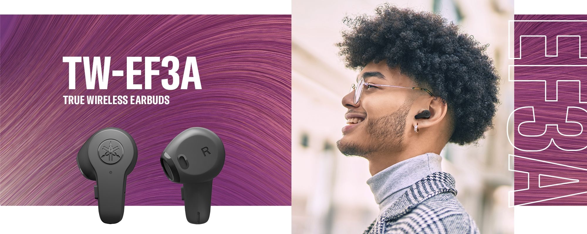 header banner showing yamaha TW-EF3A Black True Wireless Earbuds 