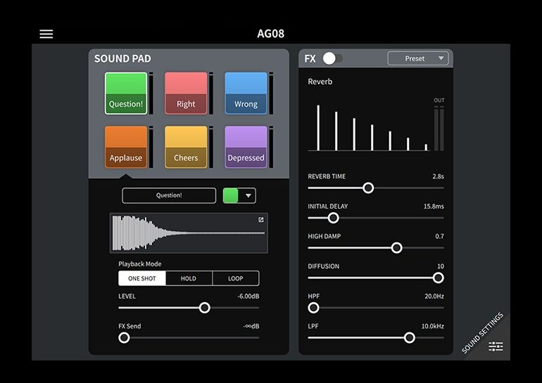 Yamaha AG08: Six Sound Pads