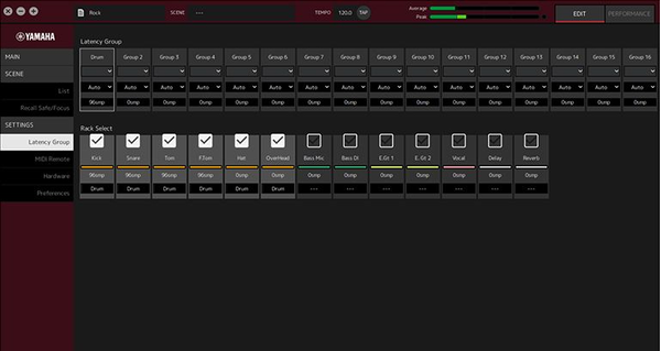 Close-up View showing Latency Group field on the VST Rack