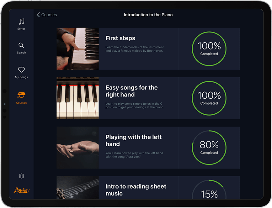 image of ipad with flowkey app