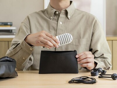 Close-up view of microphone pouch 